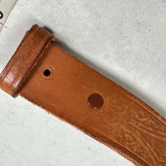VTG Rockmount Ranch Wear Belt Womens 28 Brown Hand-Tooled Southwestern Aztec - Picture 11 of 11